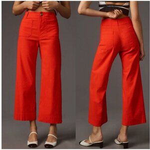 NWT Anthropologie Maeve The Colette Cropped Pant Women's 26 Petite Red Orange